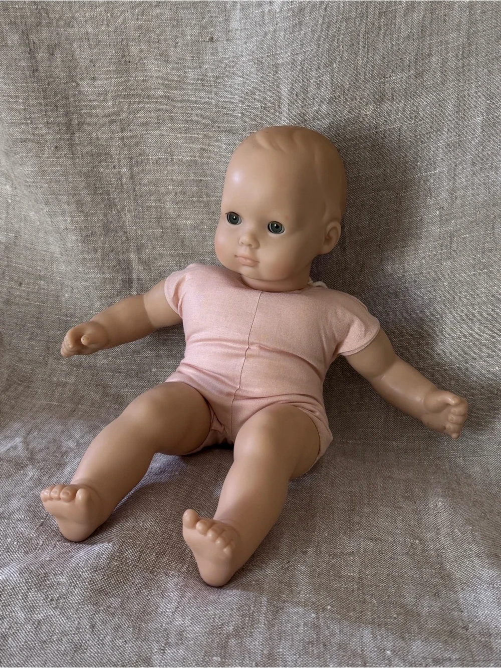 90s Bitty Baby blonde grey eye doll w/ Spring bunnies romper